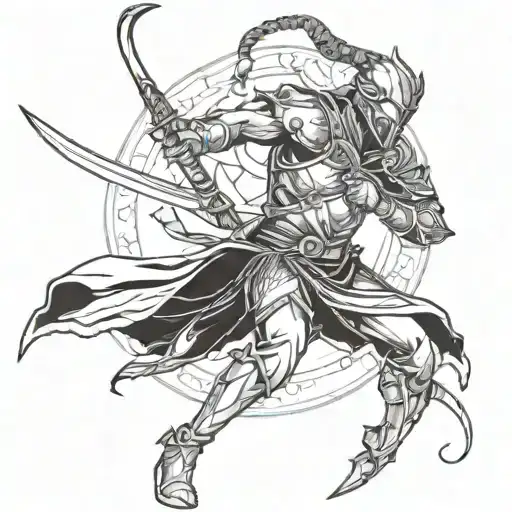 Sagittarius Archer Warrior Wielding A Sword