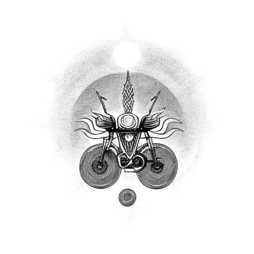 A Motorcycle With A Black Sun As Its Front Wheel