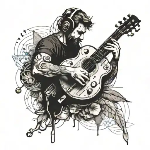 A Tattoo Incorporating Lifestyle And Music Elements