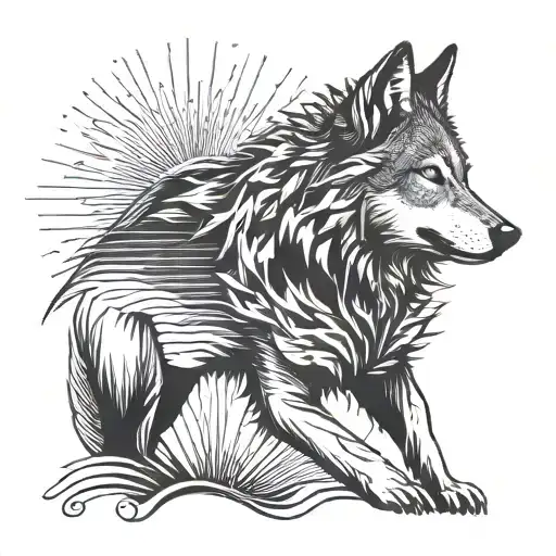 Wolf With Sun Rays