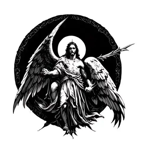 Saint Arc Angel Michael Killing Satan