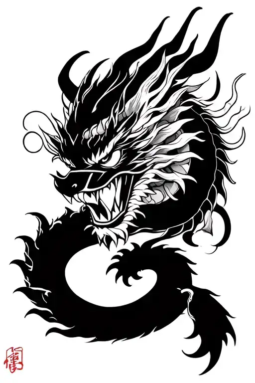 Japanese Dragon With A Mask