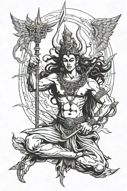 Shiva With A Trident And Wings Of An Angel
