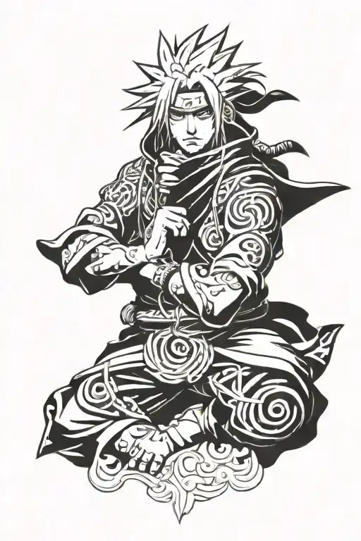 Jiraya From Naruto In Manga Style