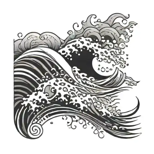 Neotribal Style And Ocean Waves Crashing