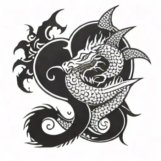 Shark And Dragon Ying Yang Symbol Formed