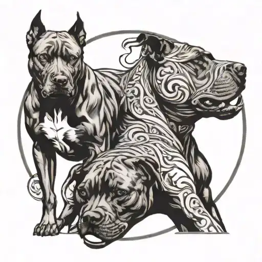 A Majestic Pit Bull And A Graceful Horse Intertwined In A Yin-yang Symbol