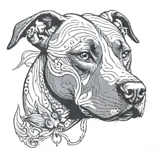 A Pitbull With Fish Hook Hearts For Eyes