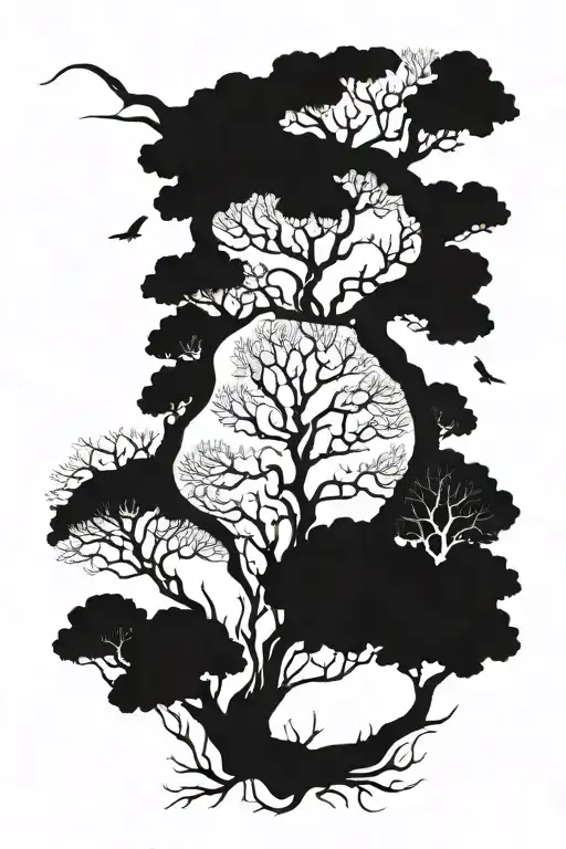 Tree With Branches And Little People