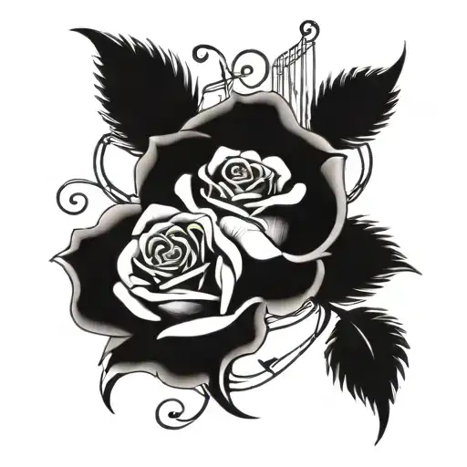 Rose With Music Notes Intertwined