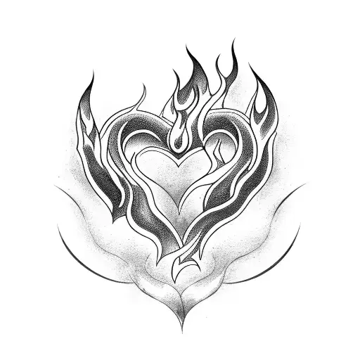 Burn A Bent Lettering With Heart And Flame