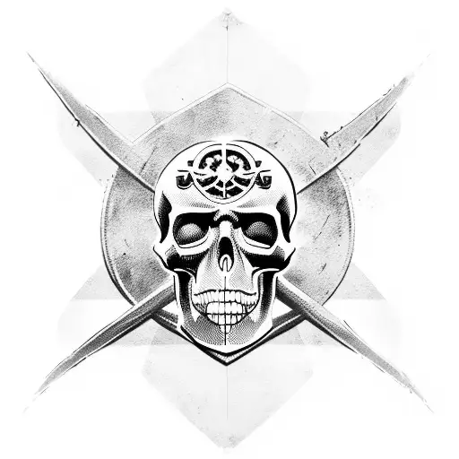 Pirate Flag With Skull In Cyberpunk Style