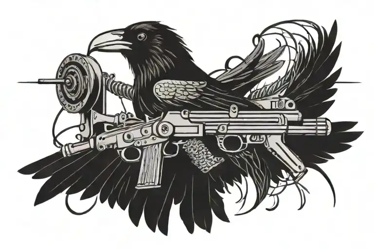 Crow And Guns Crossed Together Symbolizing
