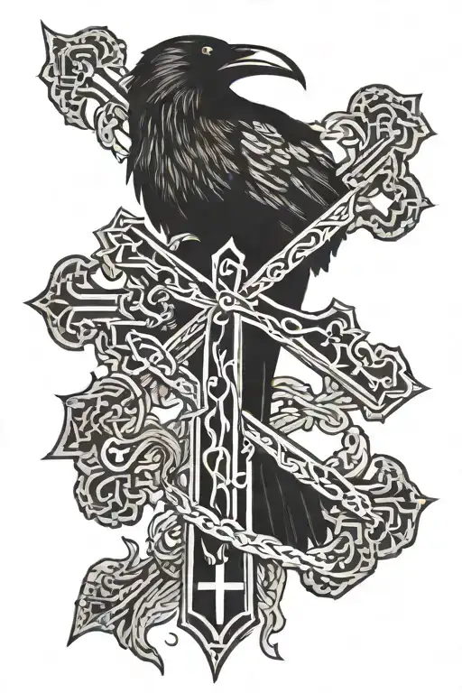 Raven With A Cross
