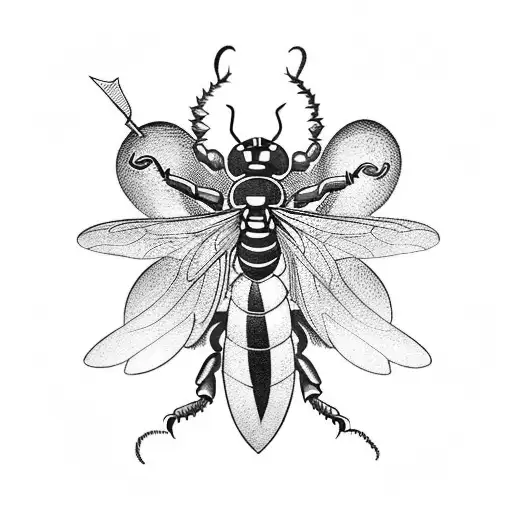 A Wasp With A Sword And Shield