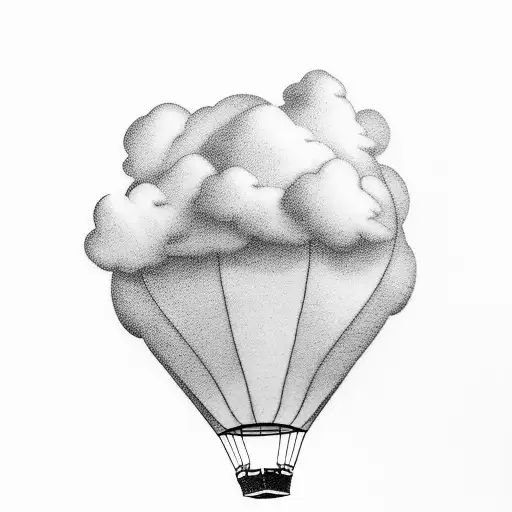 Big Hot Air Ballon With Cloud