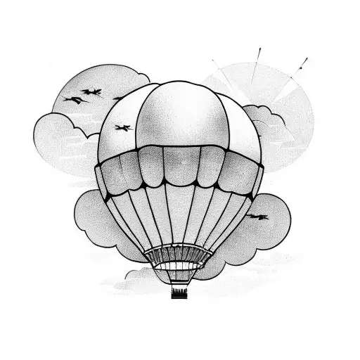 Steampunk Hot Air Ballon With Cloud