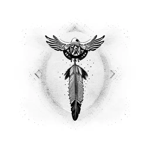 Dove With Native American Feathers