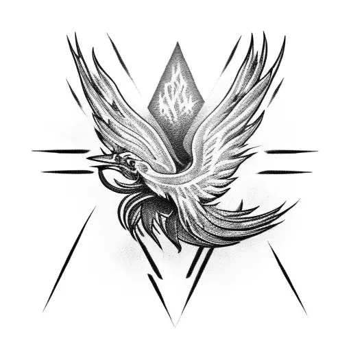 Phoenix With Lightning Behind