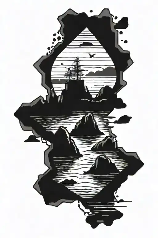 Sunset Sea Rocks Frame