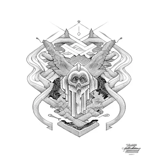 Mythology Based Sleeve In Black And White