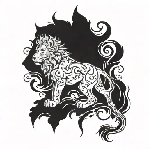 Tattoo On The Back Palm In Black Color Of Sagittarius Combined With A Lion