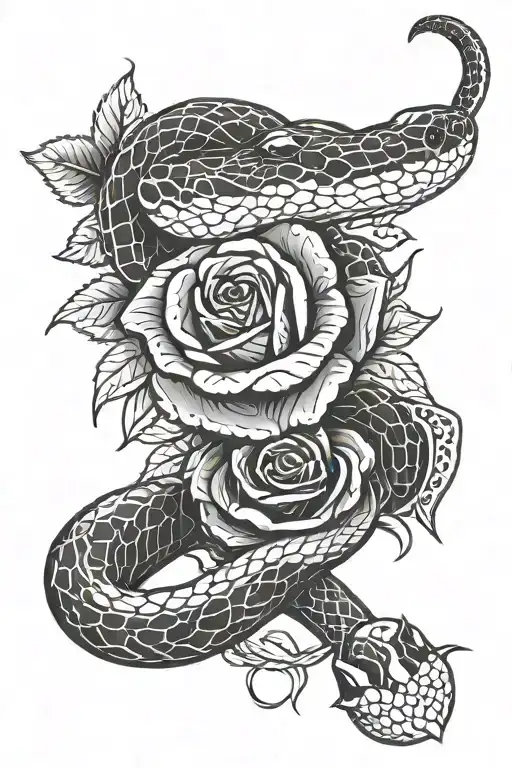 Snake Wrapped Around A Rose
