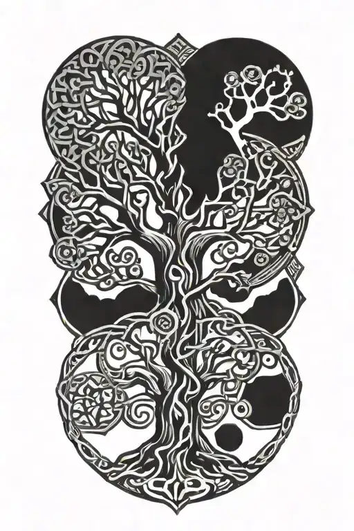 Hex Pattern Inside Tree Of Life Intertwined