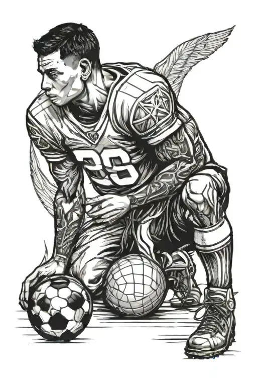 Young Football Player And Prayer