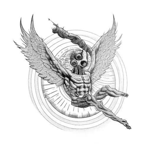 Icarus Without A Face Reaching Te Sun With His Heathers Burning