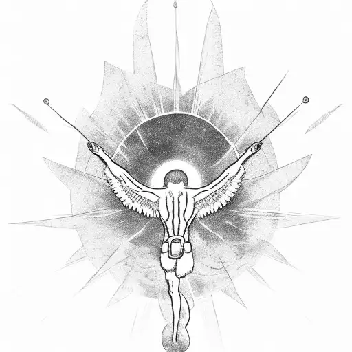 Icarus Reaching Te Sun With His Feathers Burning