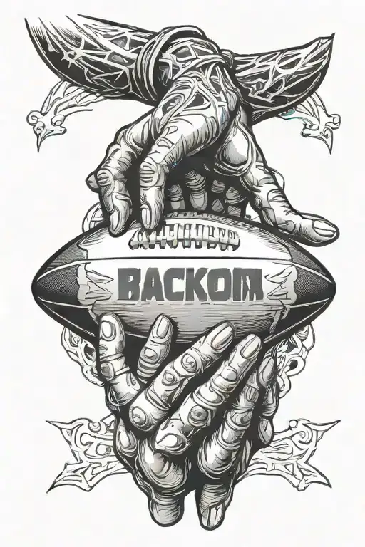 Football And Prayer Hands Holding