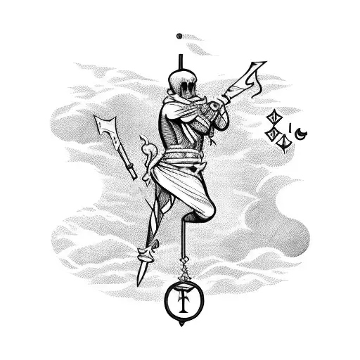 Tarot Card Hanged Man Playing On Fife