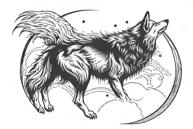 Wollf Half Agressiv Half Calm Wolf Howling At The Moon