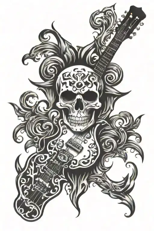 Skull Guitar Tribal