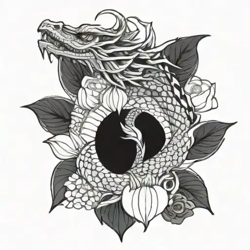 Dragon And Lotus Flower
