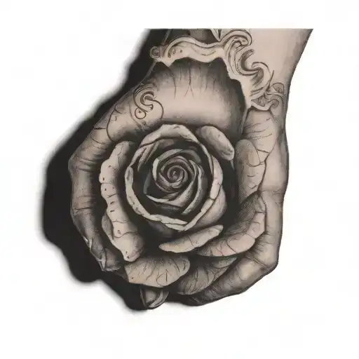 A Hand With A Rose On It