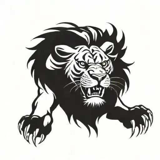 Evil Lion Roaring With Blood Smoke