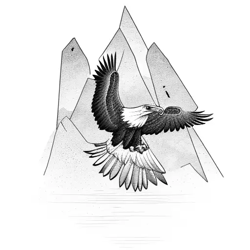 Eagle Soaring Above Mountains