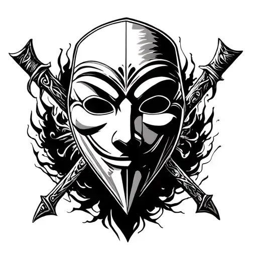 Anonmoys Mask With A Sword