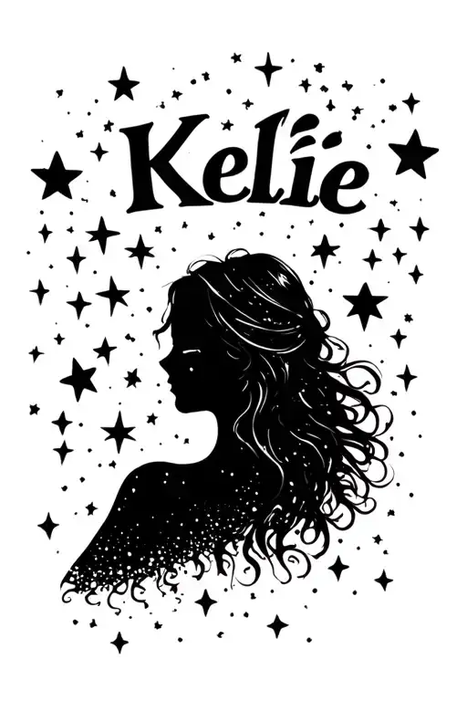 The Name Kellie With A Space Background Including 6 Stars
