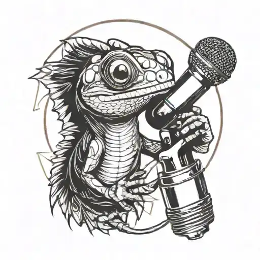 Animal Chameleon Over Microphone