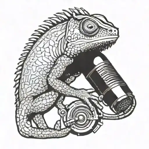 Animal Chameleon And A Microphone