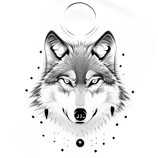 Wolf With Howling Cubs And Nature