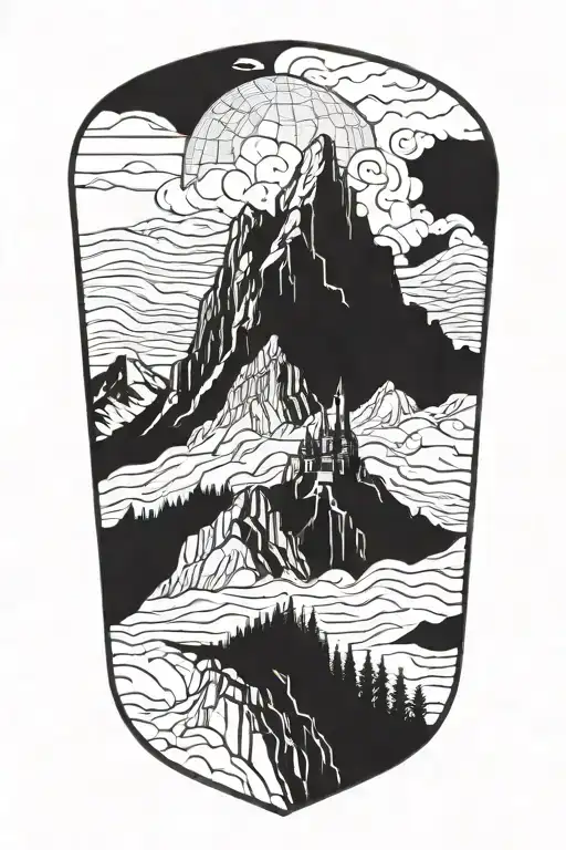 German Landmark Merged With A Mountain