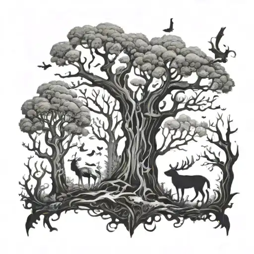 Enchanted Forest With Mystical Creatures