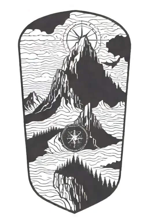 American Landmark Surrounded By A Compass