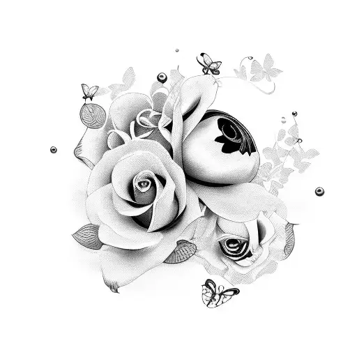 The Word Yvonne With Pearls Flowers Butterflies