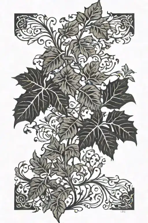 Black And White Ivy Tattoo On An Entire Left Arm Sleeve