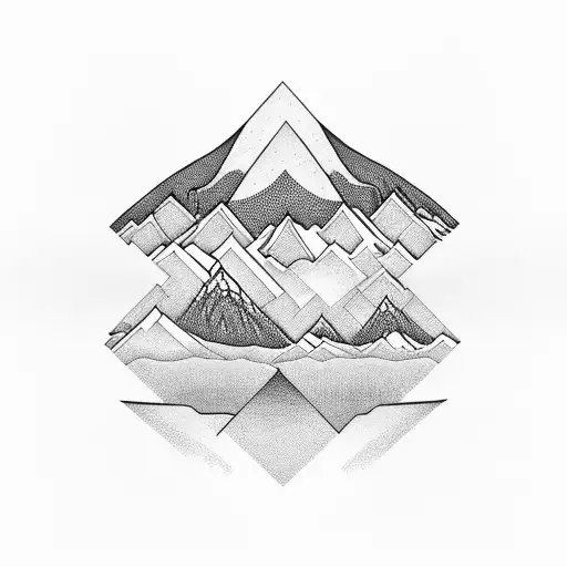 Mountain And Trees With Sacral Geometry